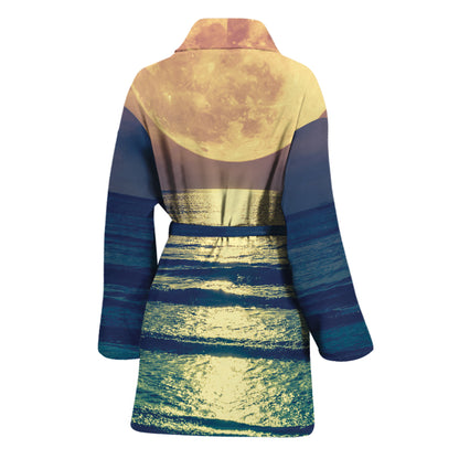 Moon Beach Print Women's Bathrobe