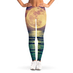 Moon Beach Print Women's Leggings