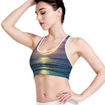 Moon Beach Print Women's Sports Bra