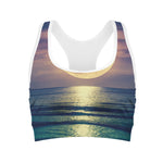 Moon Beach Print Women's Sports Bra