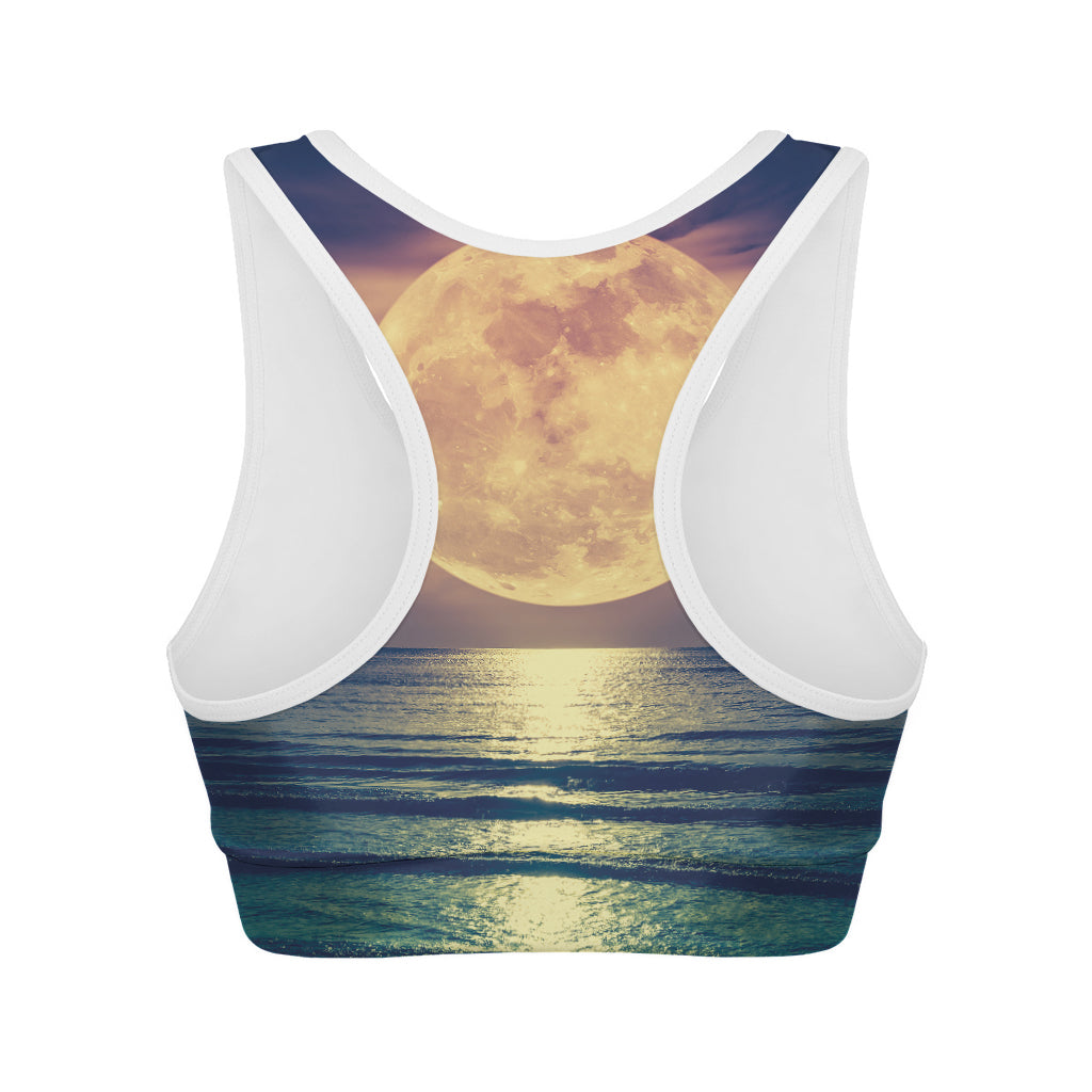 Moon Beach Print Women's Sports Bra