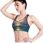 Moon Beach Print Women's Sports Bra