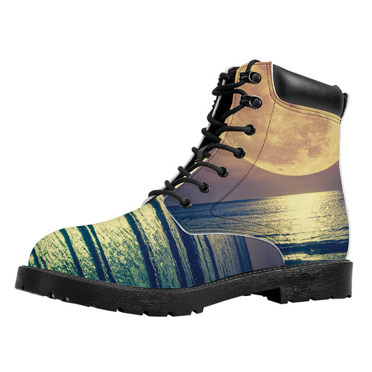 Moon Beach Print Work Boots