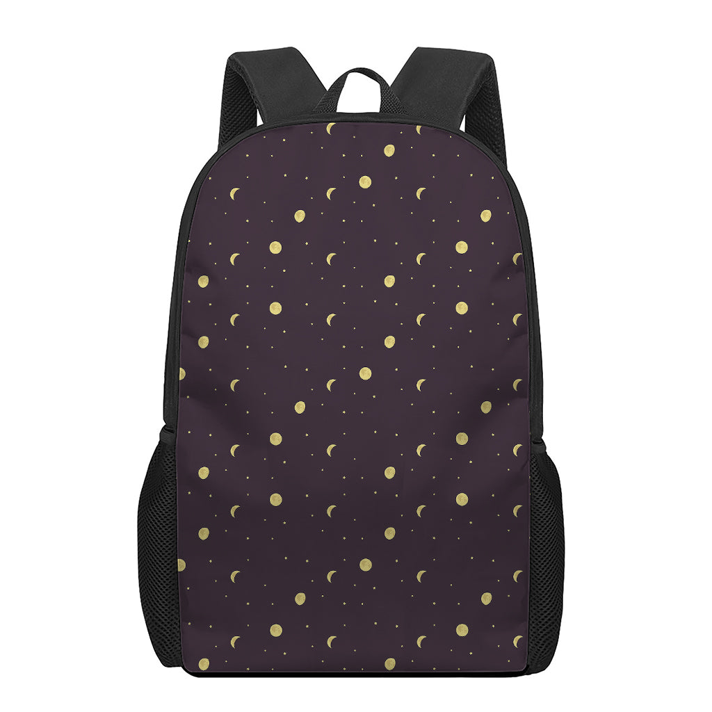 Moon Phase And Stars Pattern Print 17 Inch Backpack