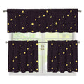 Moon Phase And Stars Pattern Print 3 Piece Kitchen Curtains