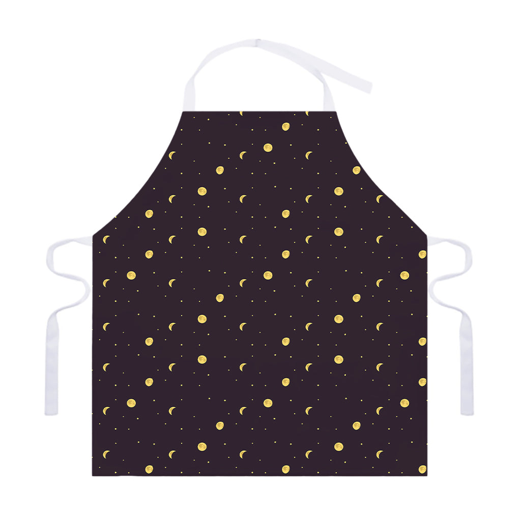 Moon Phase And Stars Pattern Print Adjustable Apron