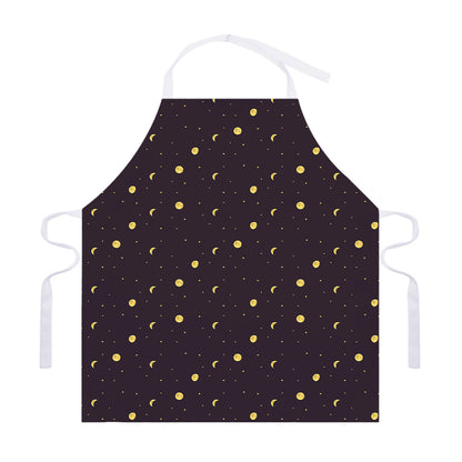 Moon Phase And Stars Pattern Print Adjustable Apron