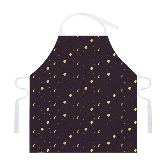 Moon Phase And Stars Pattern Print Adjustable Apron