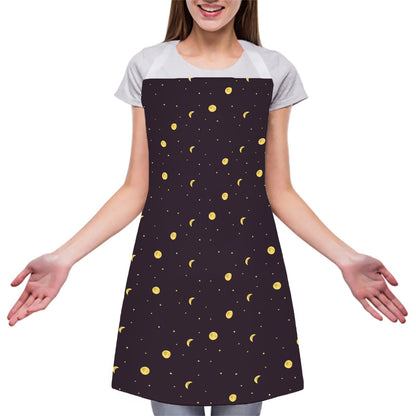 Moon Phase And Stars Pattern Print Adjustable Apron