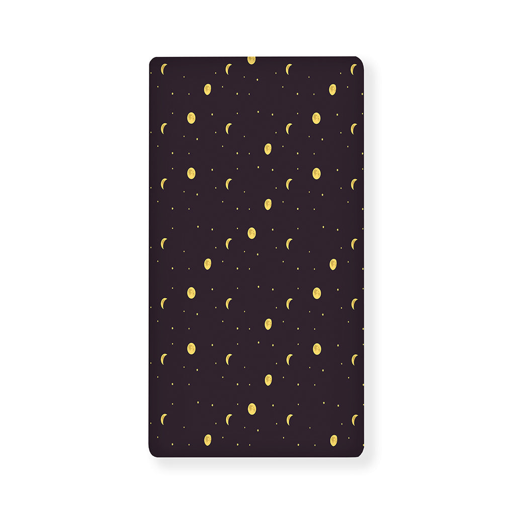 Moon Phase And Stars Pattern Print Baby Crib Sheet