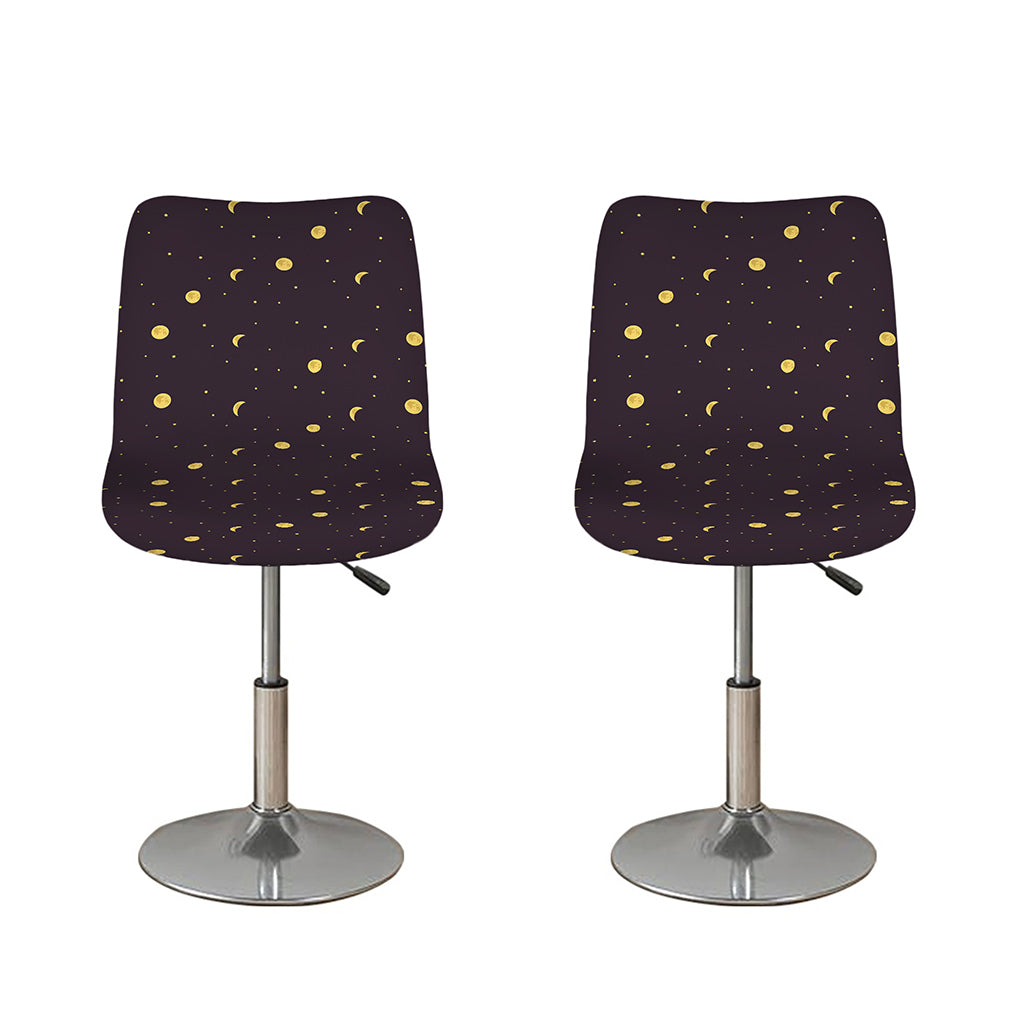 Moon Phase And Stars Pattern Print Bar Stool Covers
