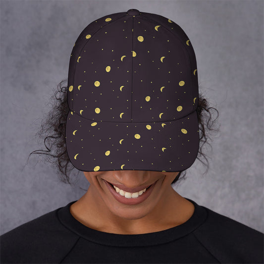 Moon Phase And Stars Pattern Print Baseball Cap