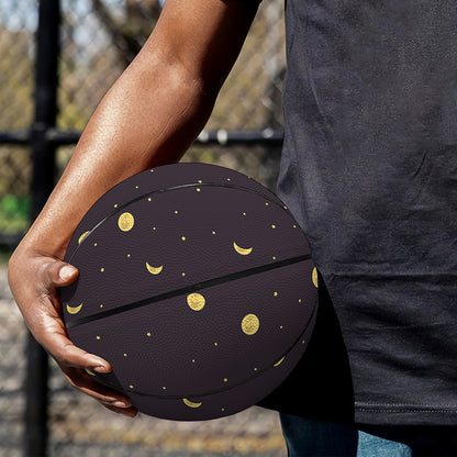 Moon Phase And Stars Pattern Print Basketball
