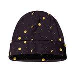 Moon Phase And Stars Pattern Print Beanie