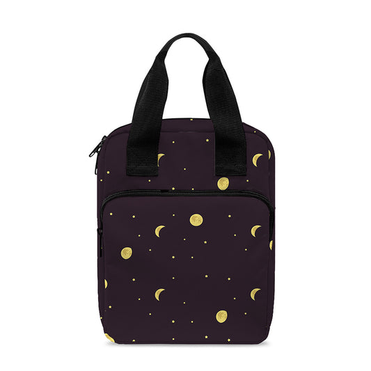 Moon Phase And Stars Pattern Print Bible Tote Bag
