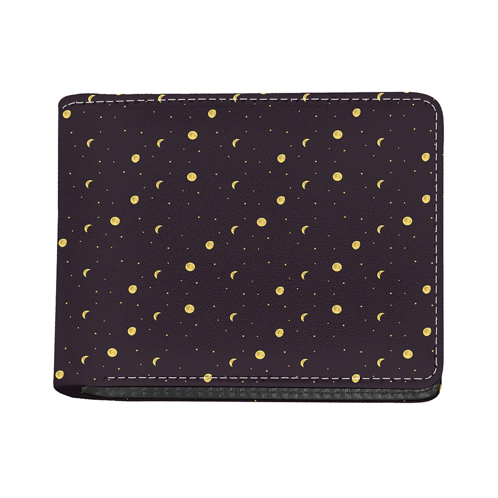 Moon Phase And Stars Pattern Print Bifold Wallet