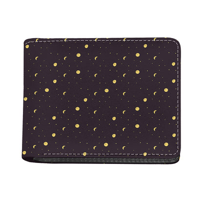 Moon Phase And Stars Pattern Print Bifold Wallet