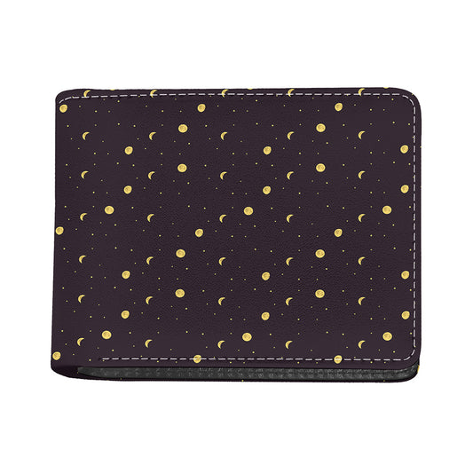 Moon Phase And Stars Pattern Print Bifold Wallet