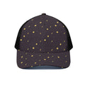 Moon Phase And Stars Pattern Print Black Mesh Trucker Hat