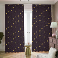 Moon Phase And Stars Pattern Print Dimout Pencil Pleat Curtains