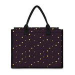 Moon Phase And Stars Pattern Print Canvas Tote Bag