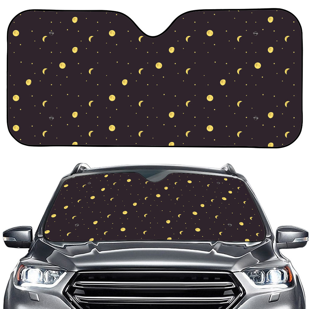 Moon Phase And Stars Pattern Print Car Windshield Sun Shade