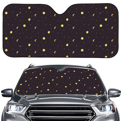 Moon Phase And Stars Pattern Print Car Windshield Sun Shade