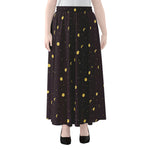 Moon Phase And Stars Pattern Print Chiffon Maxi Skirt