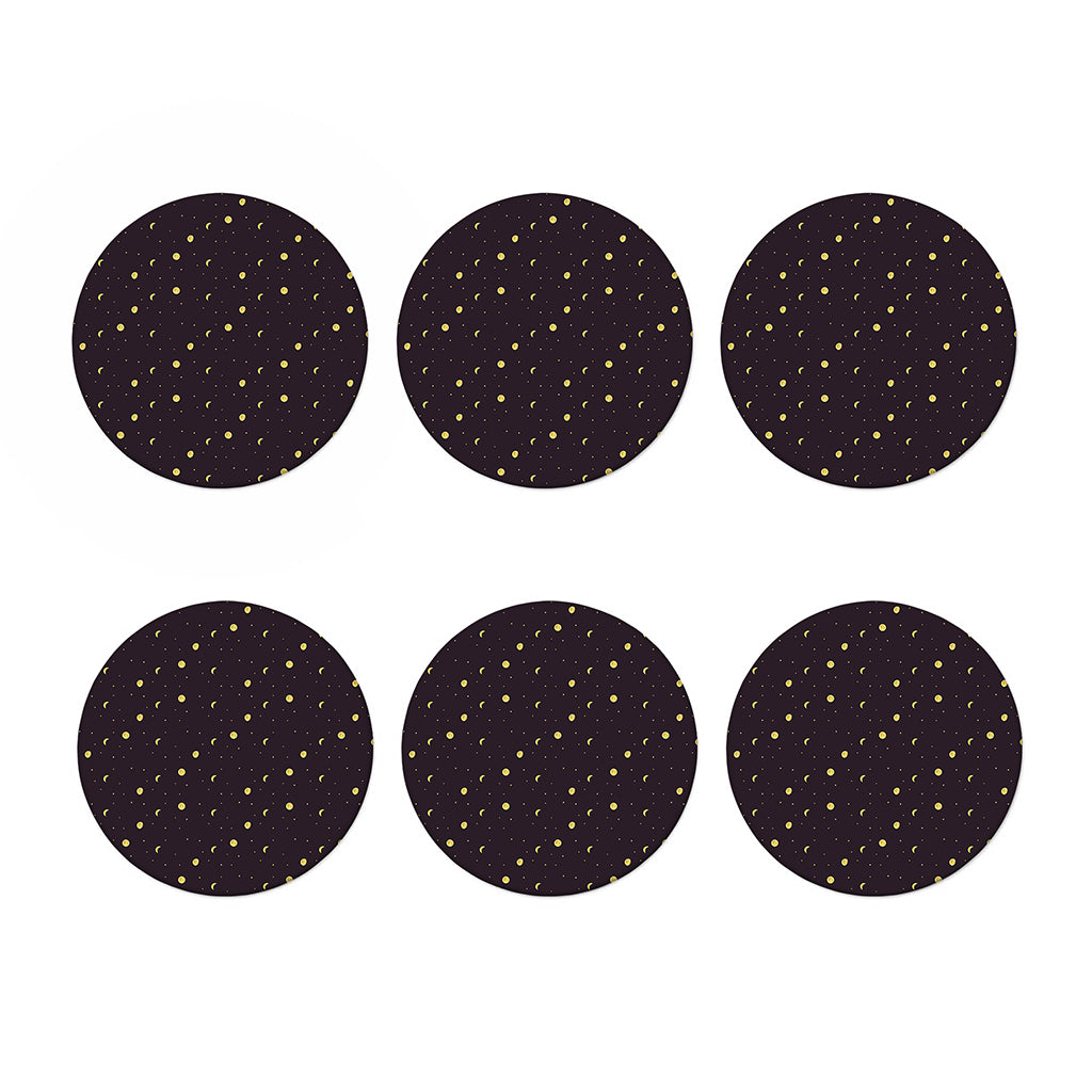 Moon Phase And Stars Pattern Print Coaster Set