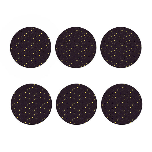 Moon Phase And Stars Pattern Print Coaster Set
