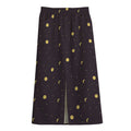 Moon Phase And Stars Pattern Print Cotton Front Slit Maxi Skirt