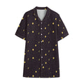 Moon Phase And Stars Pattern Print Cotton Hawaiian Shirt