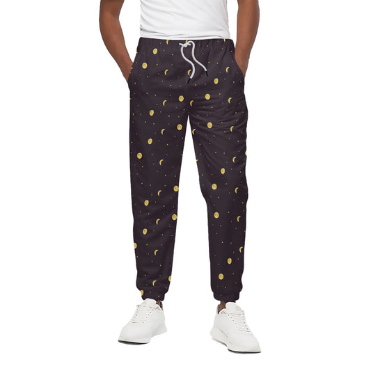 Moon Phase And Stars Pattern Print Cotton Pants