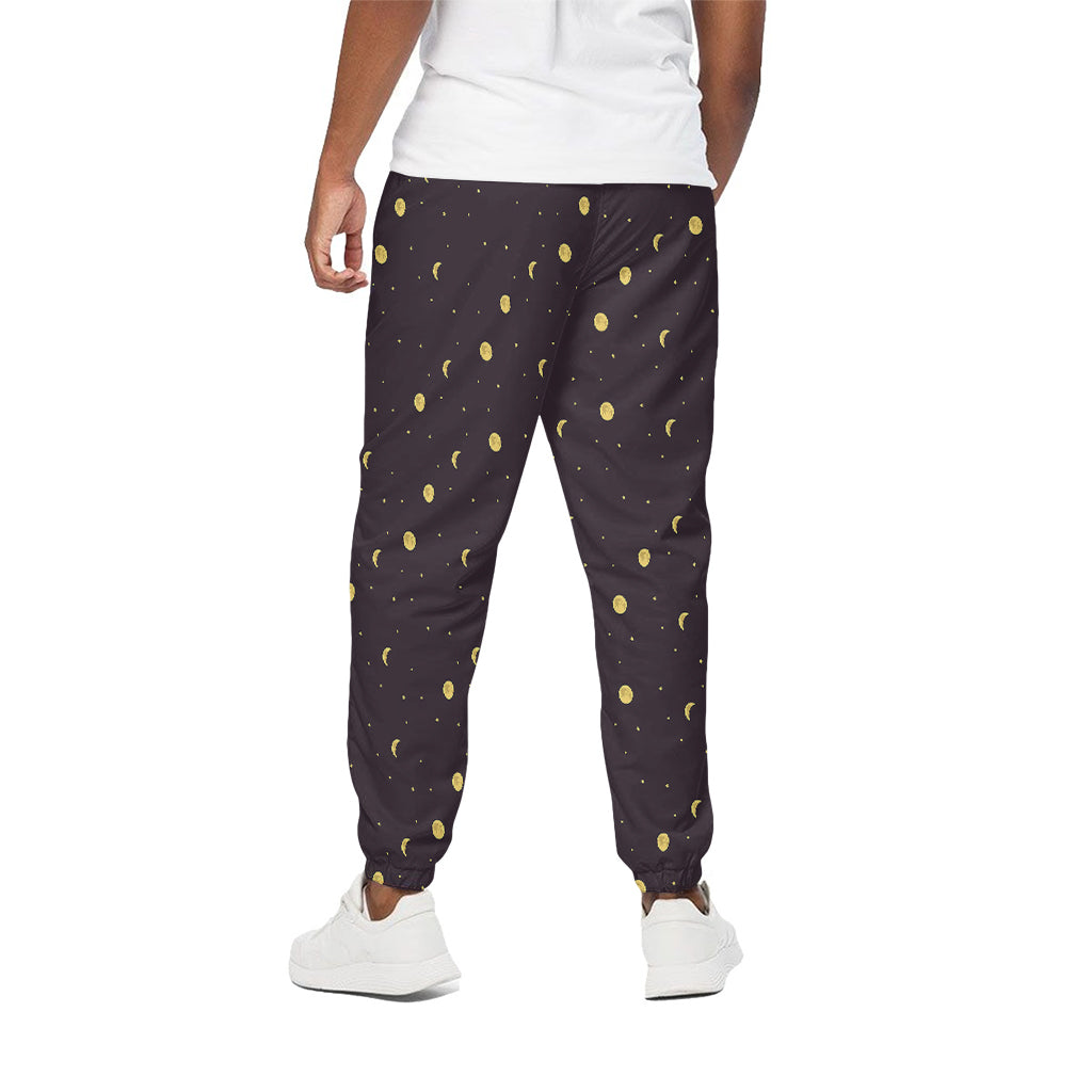 Moon Phase And Stars Pattern Print Cotton Pants