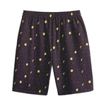 Moon Phase And Stars Pattern Print Cotton Shorts