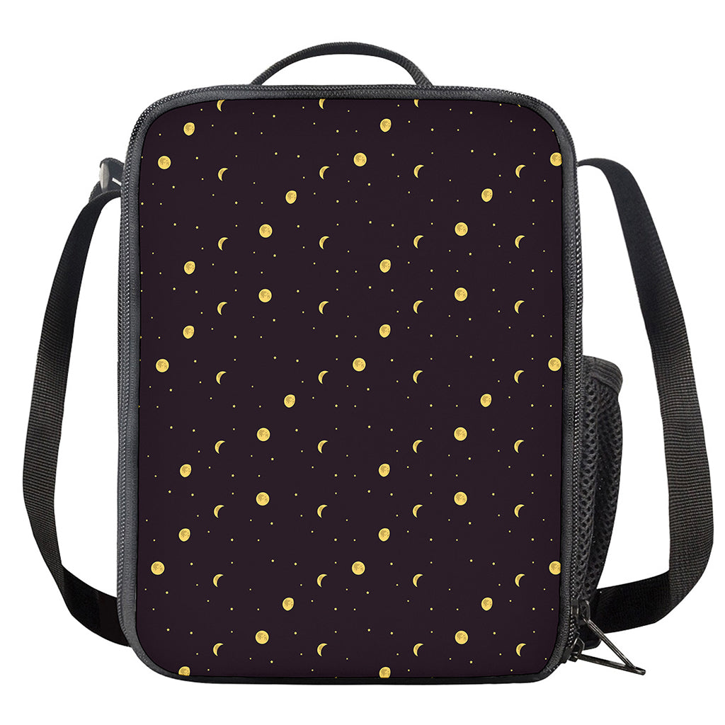Moon Phase And Stars Pattern Print Crossbody Lunch Bag
