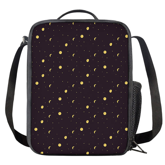 Moon Phase And Stars Pattern Print Crossbody Lunch Bag