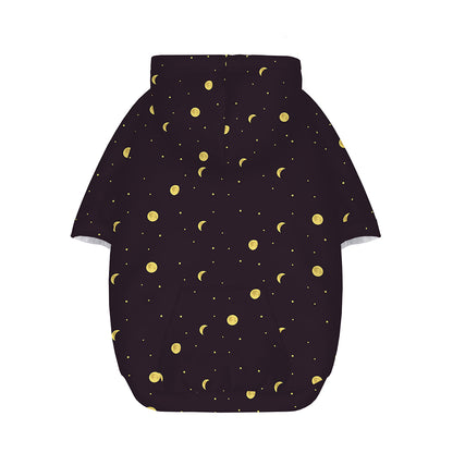 Moon Phase And Stars Pattern Print Dog Zip Up Hoodie