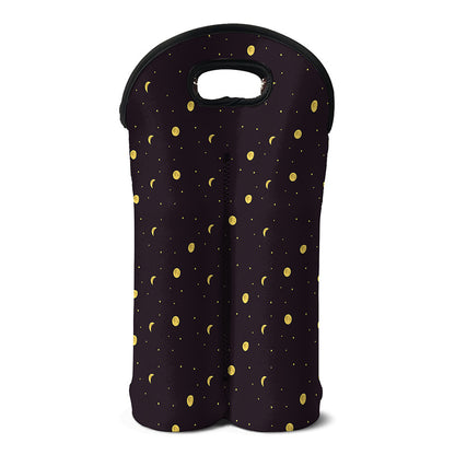 Moon Phase And Stars Pattern Print Double Neoprene Wine Tote