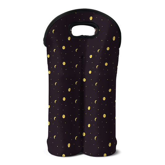 Moon Phase And Stars Pattern Print Double Neoprene Wine Tote