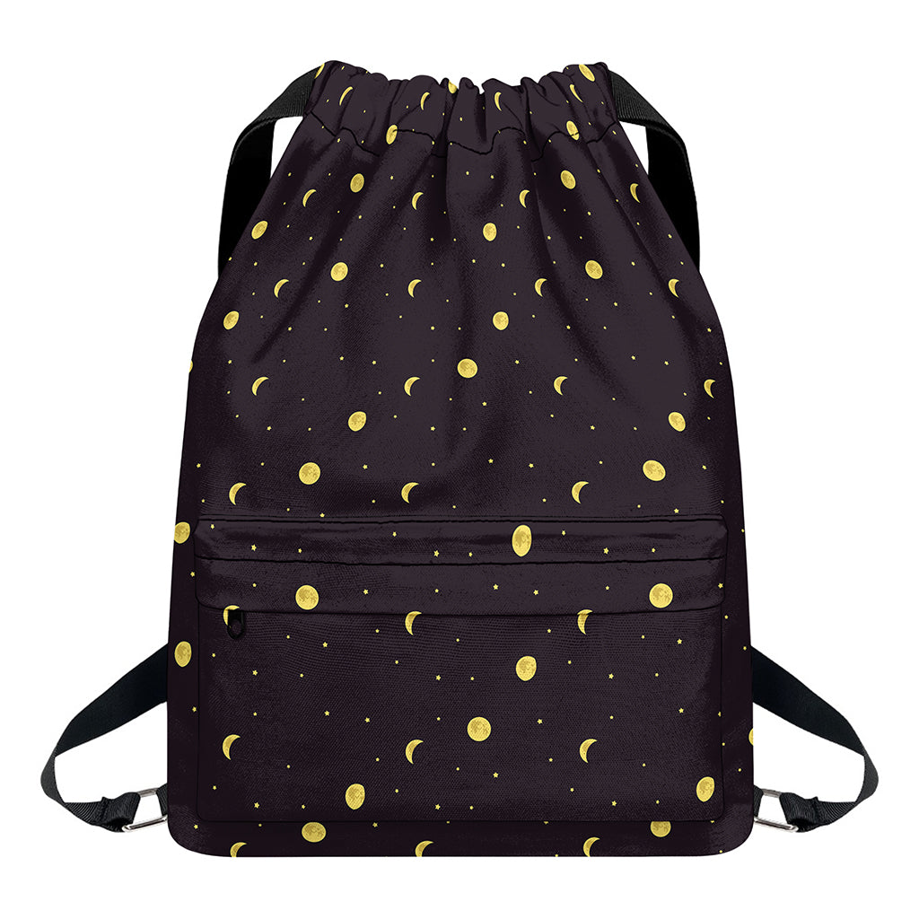 Moon Phase And Stars Pattern Print Drawstring Backpack