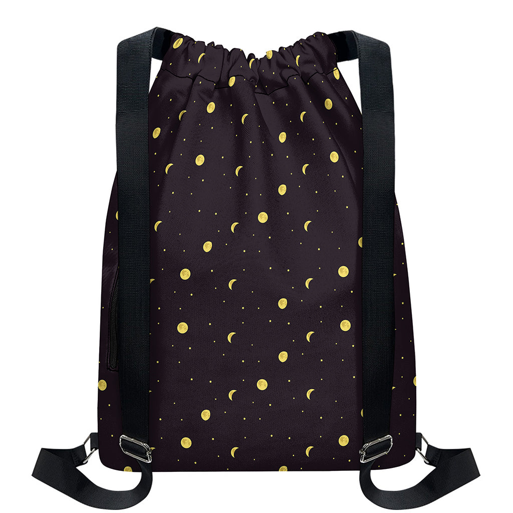 Moon Phase And Stars Pattern Print Drawstring Backpack