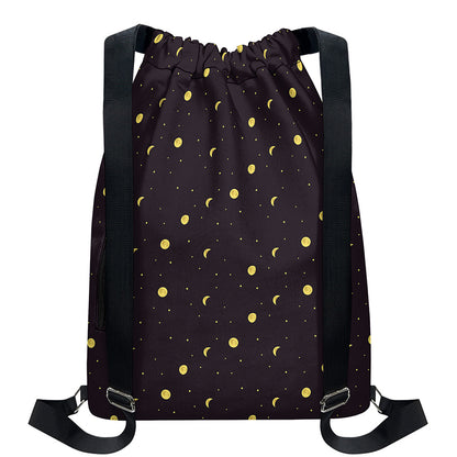 Moon Phase And Stars Pattern Print Drawstring Backpack