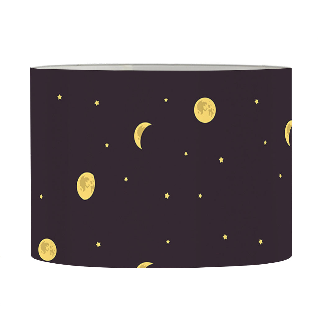 Moon Phase And Stars Pattern Print Drum Lamp Shade