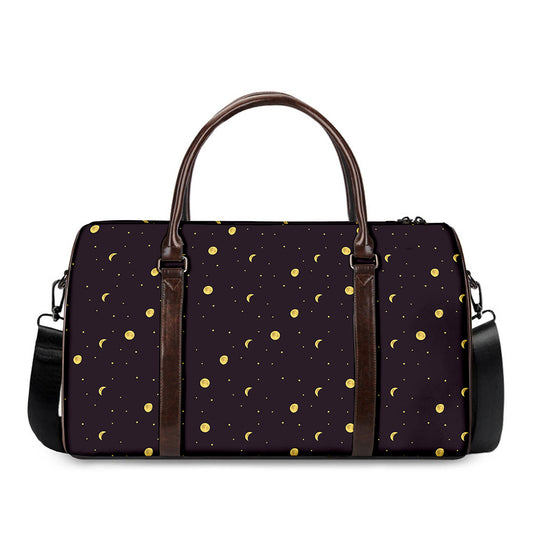 Moon Phase And Stars Pattern Print Duffle Bag