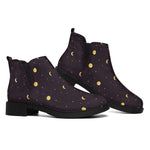 Moon Phase And Stars Pattern Print Flat Ankle Boots