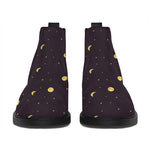 Moon Phase And Stars Pattern Print Flat Ankle Boots