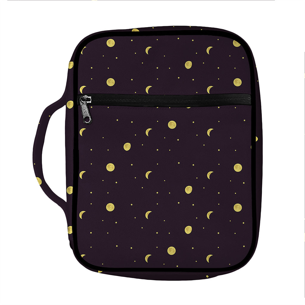 Moon Phase And Stars Pattern Print Front Pocket Bible Bag