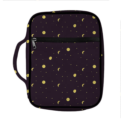Moon Phase And Stars Pattern Print Front Pocket Bible Bag