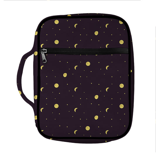 Moon Phase And Stars Pattern Print Front Pocket Bible Bag